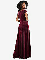 Rear View Thumbnail - Cabernet Cowl-Neck Cap Sleeve Velvet Maxi Dress with Pockets