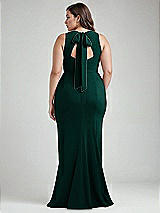 Alt View 3 Thumbnail - Evergreen & Evergreen Cutout Open-Back Halter Maxi Dress with Scarf Tie