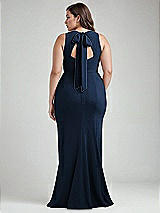 Alt View 3 Thumbnail - Midnight Navy & Midnight Navy Cutout Open-Back Halter Maxi Dress with Scarf Tie