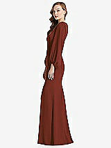 Alt View 2 Thumbnail - Auburn Moon Long Puff Sleeve V-Neck Trumpet Gown