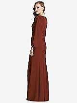 Alt View 3 Thumbnail - Auburn Moon Long Puff Sleeve V-Neck Trumpet Gown