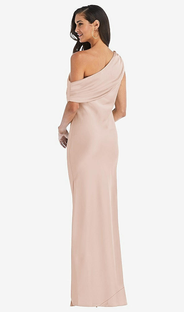 Back View - Cameo Draped One-Shoulder Convertible Maxi Slip Dress