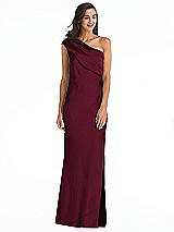 Alt View 1 Thumbnail - Cabernet Draped One-Shoulder Convertible Maxi Slip Dress