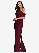 Side View Thumbnail - Cabernet Draped One-Shoulder Convertible Maxi Slip Dress