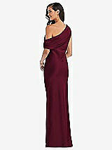 Rear View Thumbnail - Cabernet Draped One-Shoulder Convertible Maxi Slip Dress