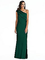 Alt View 1 Thumbnail - Hunter Green Draped One-Shoulder Convertible Maxi Slip Dress