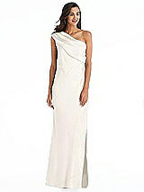 Alt View 1 Thumbnail - Ivory Draped One-Shoulder Convertible Maxi Slip Dress