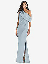 Front View Thumbnail - Mist Draped One-Shoulder Convertible Maxi Slip Dress