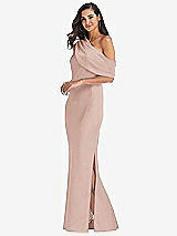 Side View Thumbnail - Toasted Sugar Draped One-Shoulder Convertible Maxi Slip Dress