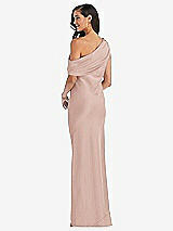 Rear View Thumbnail - Toasted Sugar Draped One-Shoulder Convertible Maxi Slip Dress