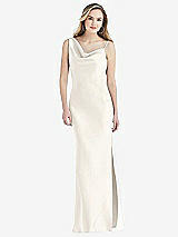 Front View Thumbnail - Ivory Asymmetrical One-Shoulder Cowl Maxi Slip Dress