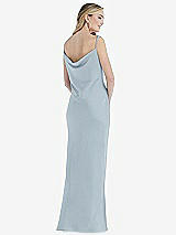 Rear View Thumbnail - Mist Asymmetrical One-Shoulder Cowl Maxi Slip Dress