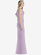 Side View Thumbnail - Pale Purple Asymmetrical One-Shoulder Cowl Maxi Slip Dress