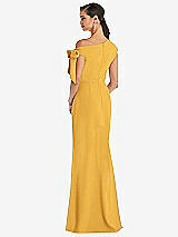 Rear View Thumbnail - NYC Yellow Off-the-Shoulder Tie Detail Trumpet Gown with Front Slit