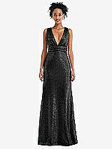 Front View Thumbnail - Black Open-Neck Criss Cross Back Sequin Maxi Dress