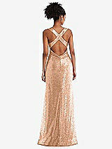 Rear View Thumbnail - Copper Rose Open-Neck Criss Cross Back Sequin Maxi Dress