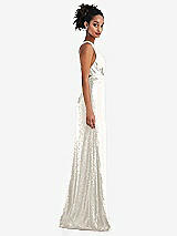 Side View Thumbnail - Ivory Open-Neck Criss Cross Back Sequin Maxi Dress