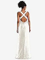 Rear View Thumbnail - Ivory Open-Neck Criss Cross Back Sequin Maxi Dress