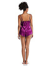 Rear View Thumbnail - Persian Plum Satin Lounge Shorts with Pockets - Kat