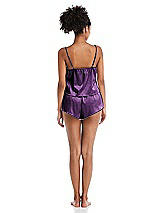 Rear View Thumbnail - African Violet Satin Lounge Shorts with Pockets - Kat