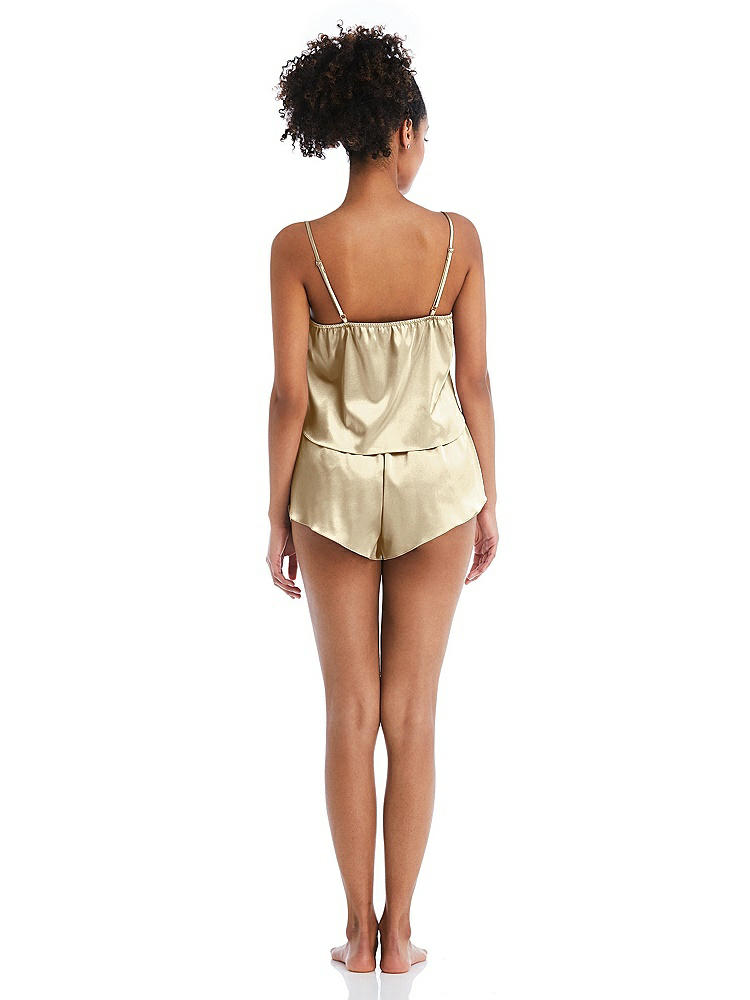 Back View - Banana Satin Lounge Shorts with Pockets - Kat