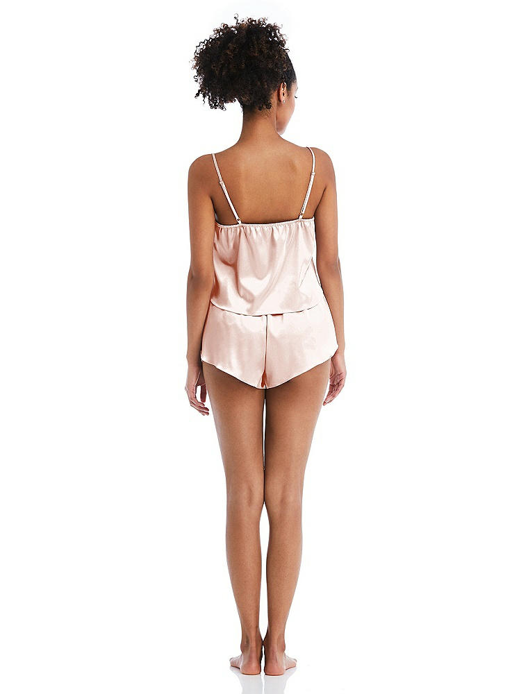 Back View - Blush Satin Lounge Shorts with Pockets - Kat