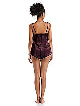 Rear View Thumbnail - Bordeaux Satin Lounge Shorts with Pockets - Kat