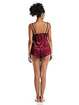 Rear View Thumbnail - Burgundy Satin Lounge Shorts with Pockets - Kat