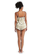 Rear View Thumbnail - Champagne Satin Lounge Shorts with Pockets - Kat