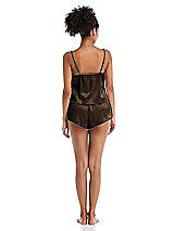 Rear View Thumbnail - Espresso Satin Lounge Shorts with Pockets - Kat