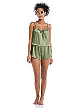 Front View Thumbnail - Kiwi Satin Lounge Shorts with Pockets - Kat