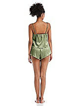 Rear View Thumbnail - Kiwi Satin Lounge Shorts with Pockets - Kat