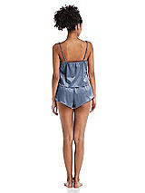 Rear View Thumbnail - Larkspur Blue Satin Lounge Shorts with Pockets - Kat