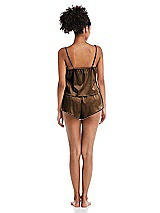 Rear View Thumbnail - Latte Satin Lounge Shorts with Pockets - Kat