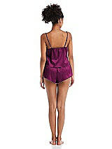 Rear View Thumbnail - Merlot Satin Lounge Shorts with Pockets - Kat