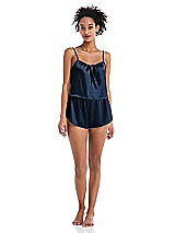 Front View Thumbnail - Midnight Navy Satin Lounge Shorts with Pockets - Kat