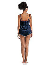 Rear View Thumbnail - Midnight Navy Satin Lounge Shorts with Pockets - Kat