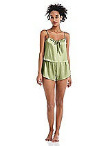 Front View Thumbnail - Mint Satin Lounge Shorts with Pockets - Kat