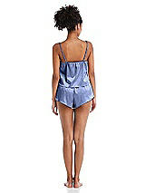 Rear View Thumbnail - Periwinkle - PANTONE Serenity Satin Lounge Shorts with Pockets - Kat