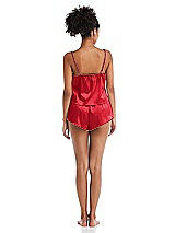 Rear View Thumbnail - Parisian Red Satin Lounge Shorts with Pockets - Kat