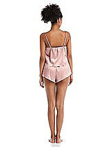 Rear View Thumbnail - Rose - PANTONE Rose Quartz Satin Lounge Shorts with Pockets - Kat