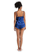 Rear View Thumbnail - Sapphire Satin Lounge Shorts with Pockets - Kat