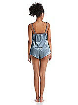 Rear View Thumbnail - Slate Satin Lounge Shorts with Pockets - Kat