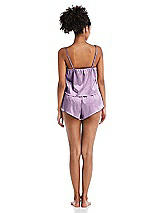 Rear View Thumbnail - Wood Violet Satin Lounge Shorts with Pockets - Kat