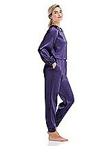 Side View Thumbnail - Regalia - PANTONE Ultra Violet Satin Joggers with Pockets - Mica