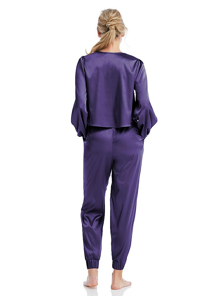 Back View - Regalia - PANTONE Ultra Violet Satin Joggers with Pockets - Mica