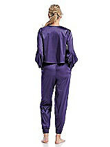 Rear View Thumbnail - Regalia - PANTONE Ultra Violet Satin Joggers with Pockets - Mica