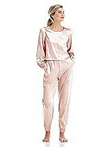 Front View Thumbnail - Blush Satin Joggers with Pockets - Mica