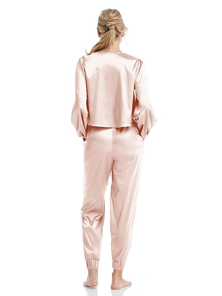 Back View - Blush Satin Joggers with Pockets - Mica