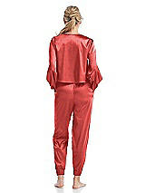 Rear View Thumbnail - Perfect Coral Satin Joggers with Pockets - Mica